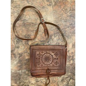 Vintage handmade leather crossbody purse
